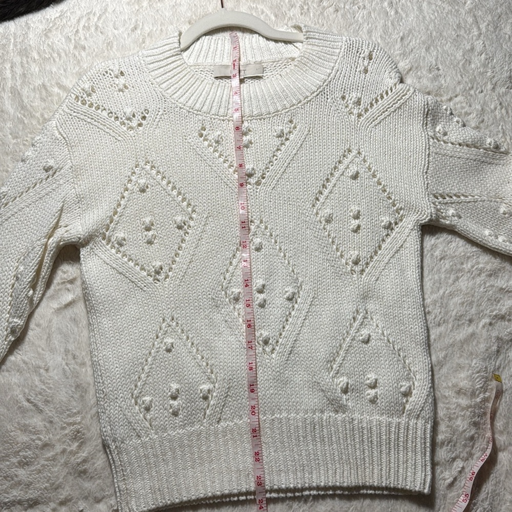 NWOT Size XS LOFT pointelle and bone sweater - Picture 7 of 9
